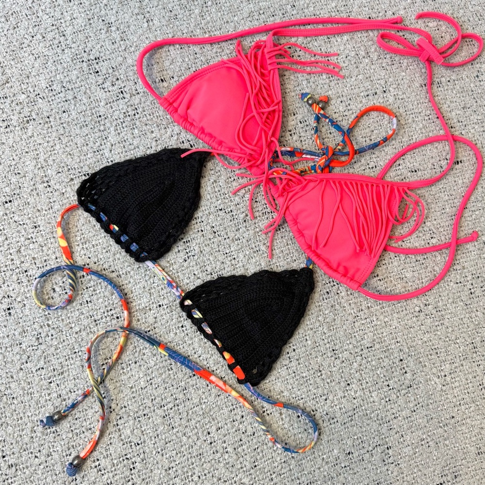 LA Hearts Pink and Black Bikini Set XS